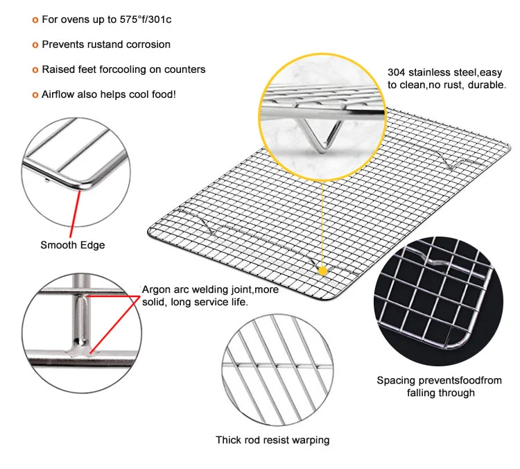 Hot Sale Non-Stick Black Cake Cooling Wire Rack Baking for Meat