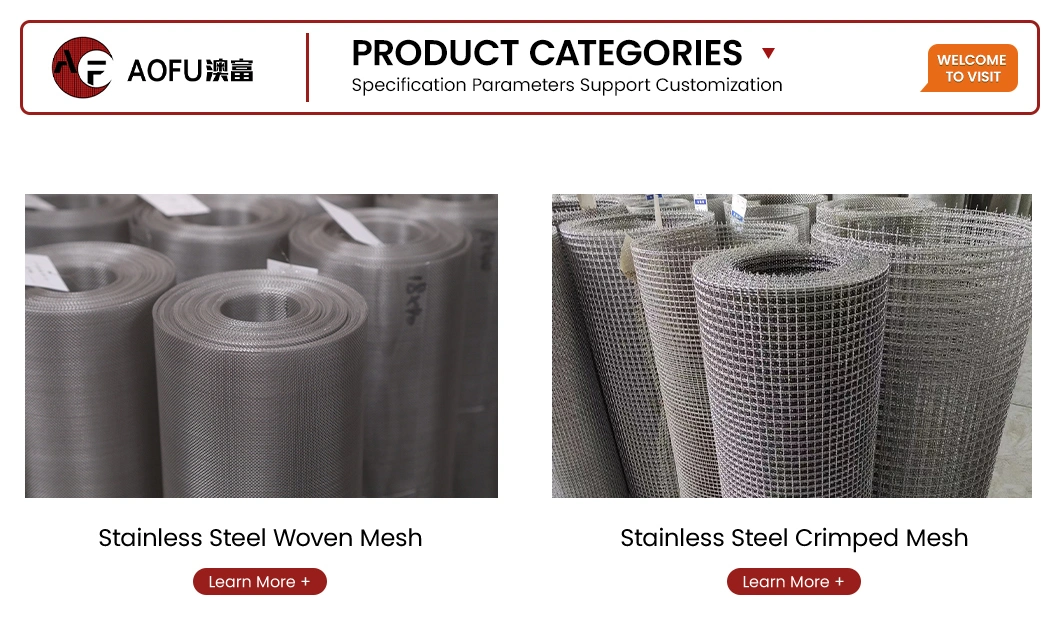 Aofu Wiremesh Light Weight Ultra Fine Stainless Steel Filter Wire Mesh Suppliers OEM Customized Crimped Wire Cloth China 15mm X 15m Mesh Size BBQ Crimped Mesh