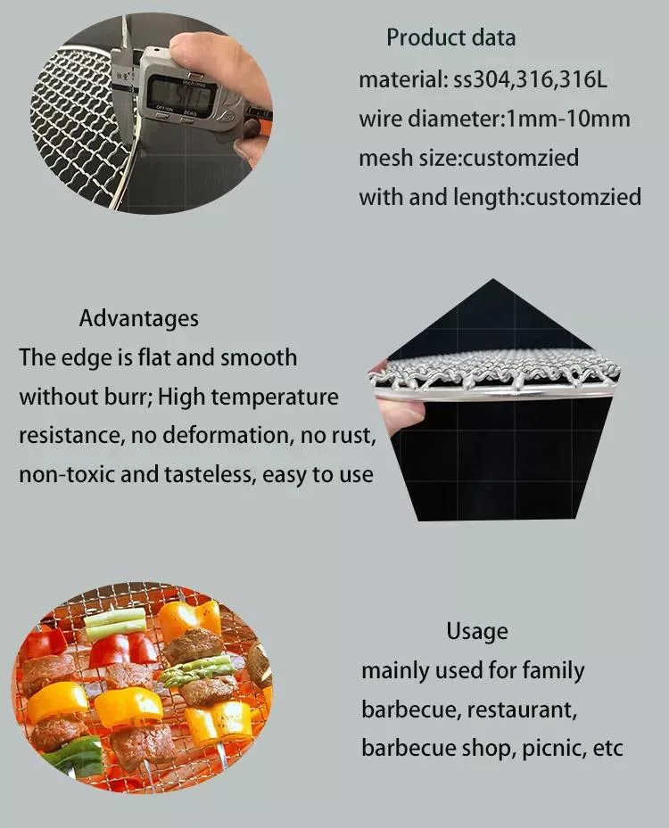 Portable Stainless Steel Non-Stick Grilling Basket BBQ Barbecue Tool Grill Mesh BBQ Net for Vegetable Steak Meat Picnic Party