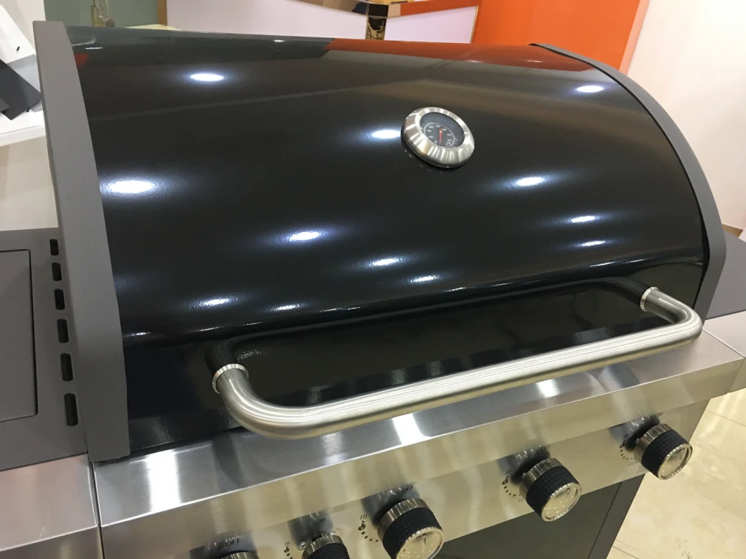 Four Burners Gas Barbecue Grill with Ss Control Panel, Gas BBQ Grill with Large Cooking Area and High Power