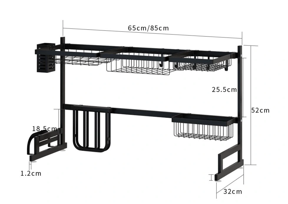 Black Stainless Steel Kitchen Rack Sink Sink Put Bowl Rack Drain Bowl Rack Kitchen Utensils Storage Rack Dish Rack