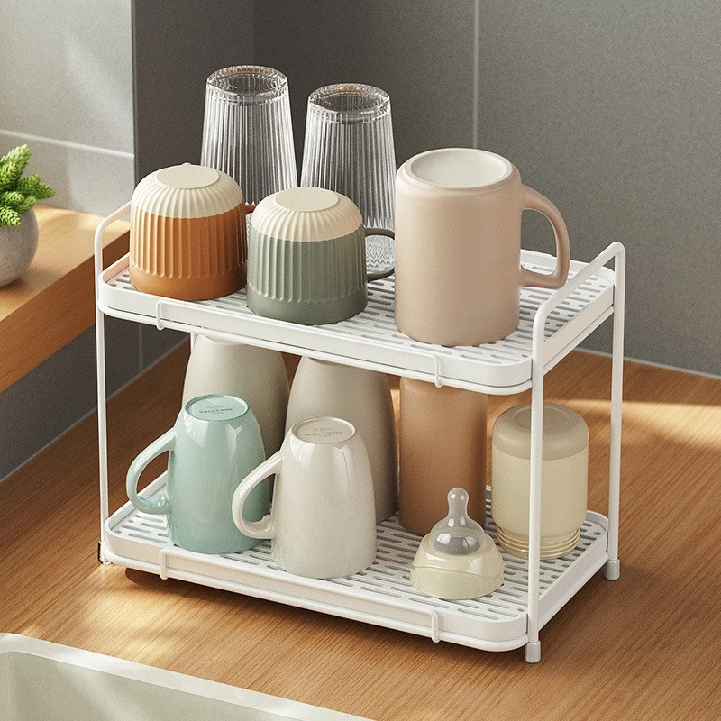 2 Layer Water Cup Storage Rack Drain Rack