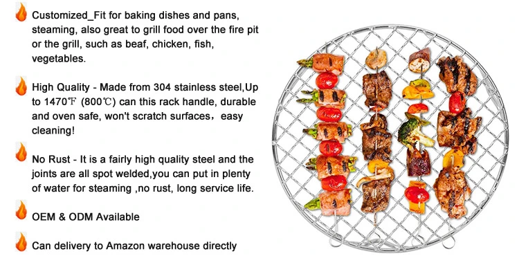 Food Grade 304 Stainless Steel Grilling Oven Rack Barbecue Grill Wire Mesh Rack Woven Wire Mesh for Grilling Cooking