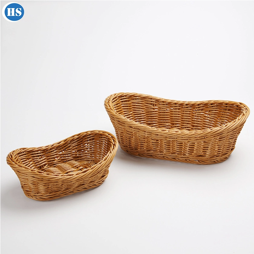 Haosen PP Rattan Storage Basket Plastic Rattan Bread Basket