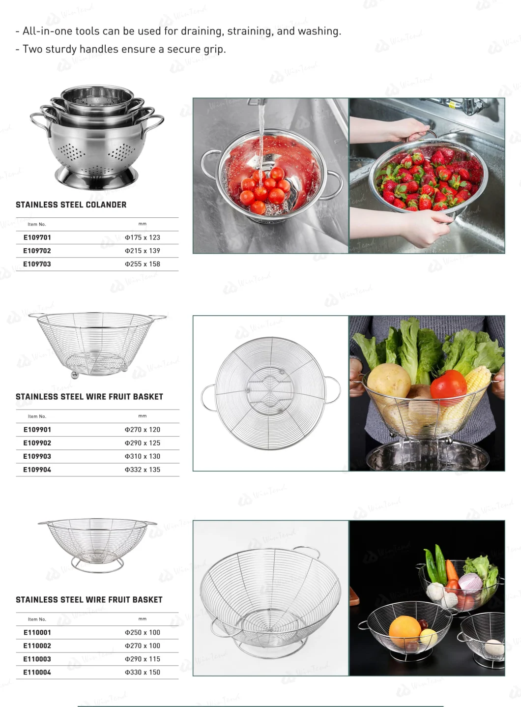 Kitchen Stainless Steel Wire Vegetable and Fruit Basket Storage