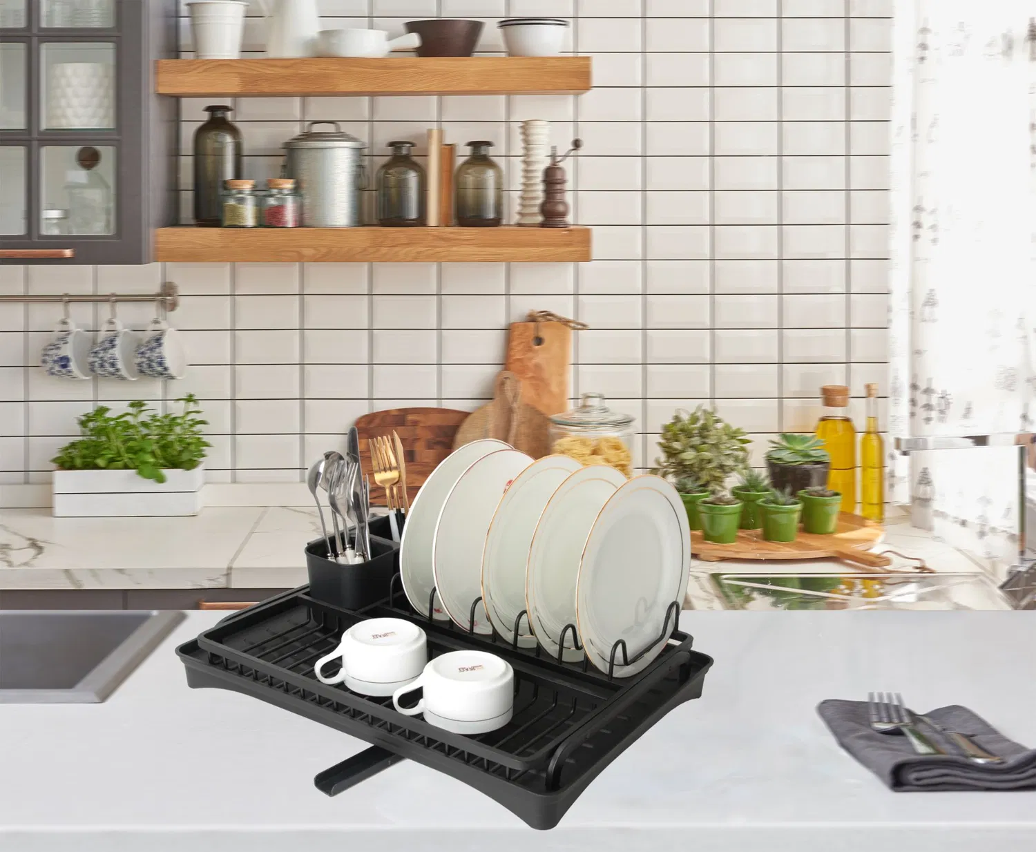 キッチン用品用アルミボウル乾燥ラック